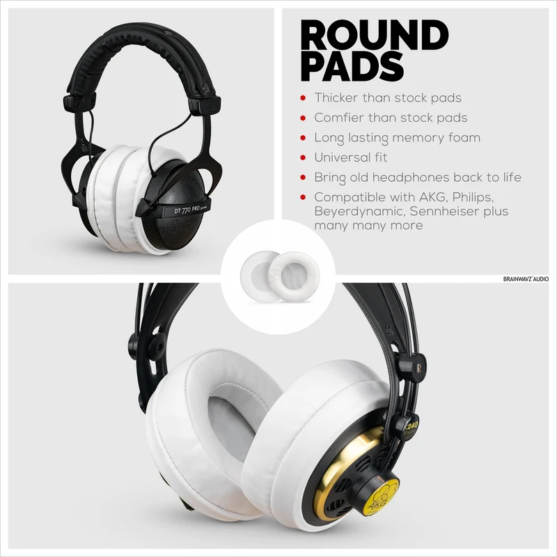 Coussinets d'oreille en mousse à mémoire de forme pour casque - ronds