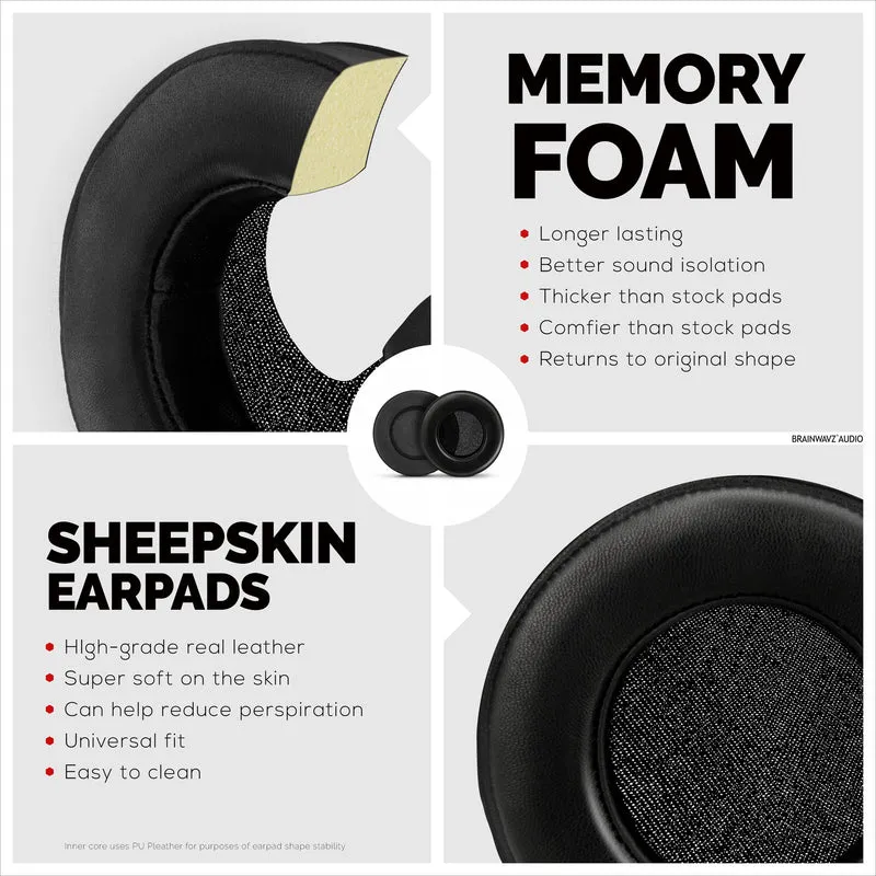 Oreillettes en mousse à mémoire de forme pour casque - rondes - cuir de mouton