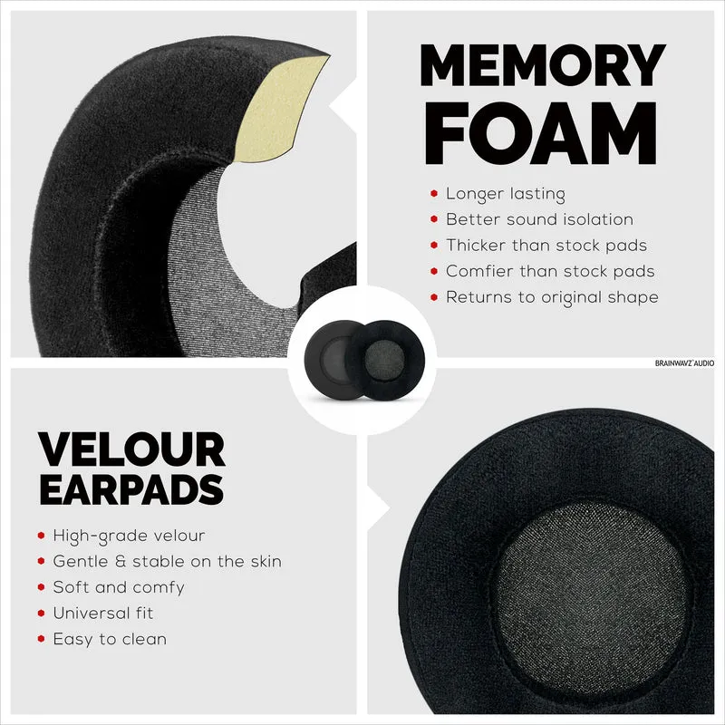 Oreillettes en mousse à mémoire de forme pour casque - rondes - velours
