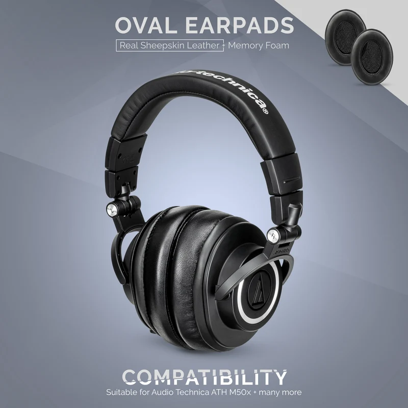 Oreillettes en mousse à mémoire de forme pour casque - Ovales - Cuir de mouton