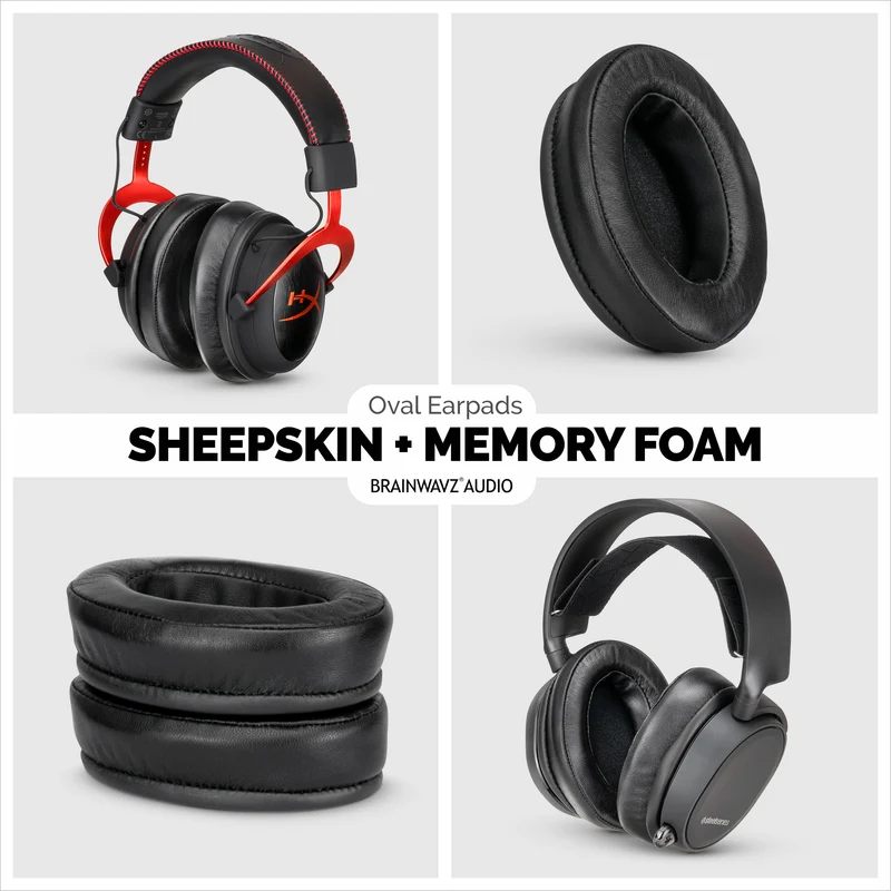 Oreillettes en mousse à mémoire de forme pour casque - Ovales - Cuir de mouton