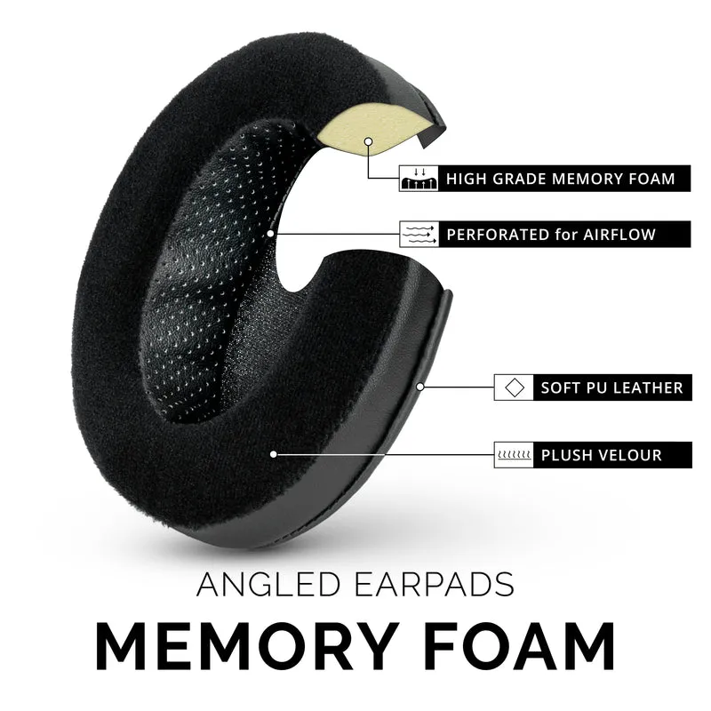 Coussinets d'oreille en mousse à mémoire de forme pour casque ovale à angle hybride