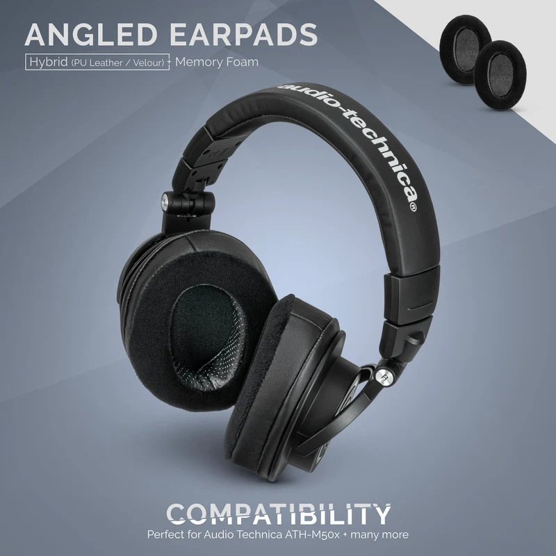 Coussinets d'oreille en mousse à mémoire de forme pour casque ovale à angle hybride
