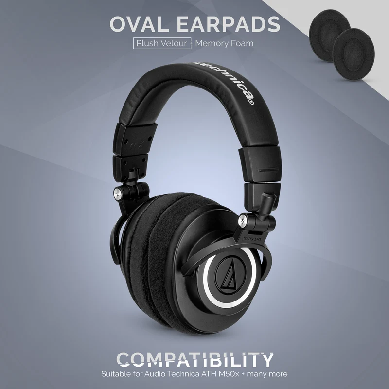 Coussinets de remplacement ovales en velours - Convient à de nombreux casques