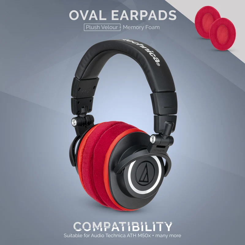 Coussinets de remplacement ovales en velours - Convient à de nombreux casques