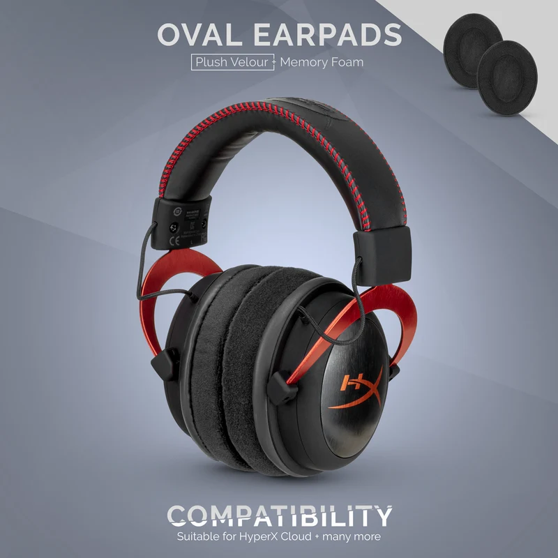 Coussinets de remplacement ovales en velours - Convient à de nombreux casques