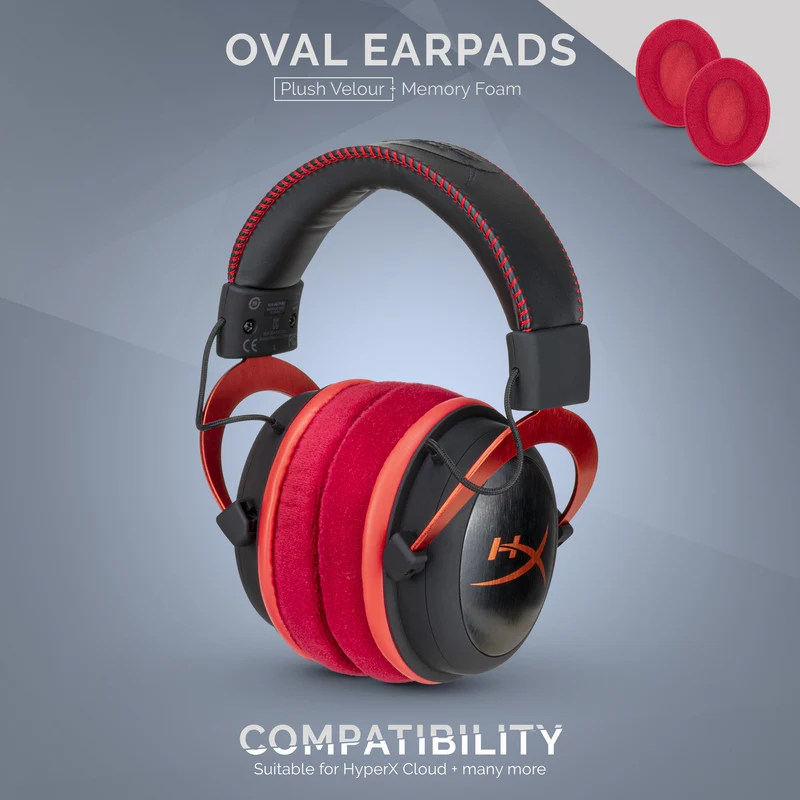 Coussinets de remplacement ovales en velours - Convient à de nombreux casques