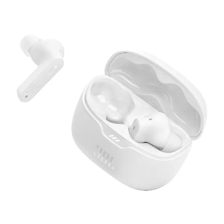 JBL Tune Beam | Casque intra-auriculaire - Vraiment sans fil - Bluetooth - Smart Ambient - Design stick-open - Blanc