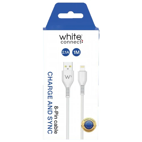 LIGHTNING 2.1A 1M-WHITE CONNECT USB CABLE