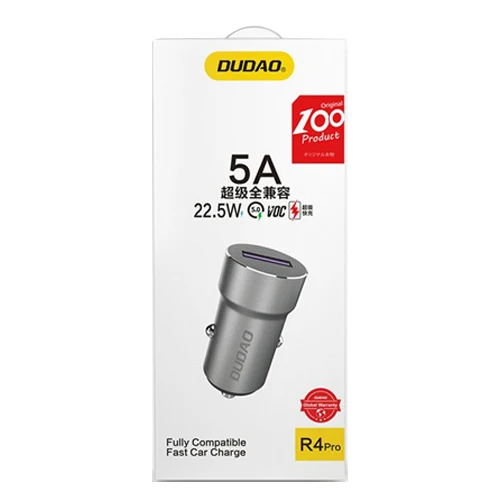 R4PRO USB CAR CHARGER QUICK CHARGE 3.0 5A 22.5 W GRAY -DUDAO