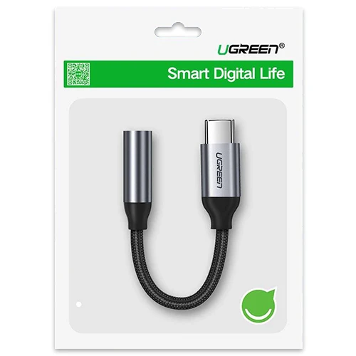 UGREEN HEADPHONE ADAPTER WITH 3.5MM MINI-JACK TO USB TYPE C 10CM GRAY