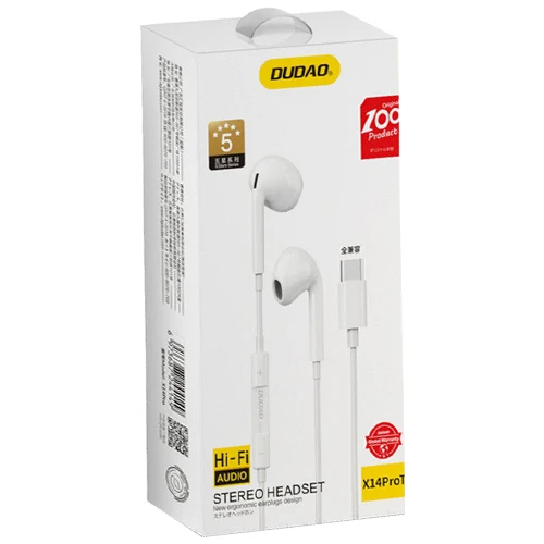 DUDAO IN-EAR HEADPHONES WITH USB TYPE-C CONNECTOR WHITE X14PROT