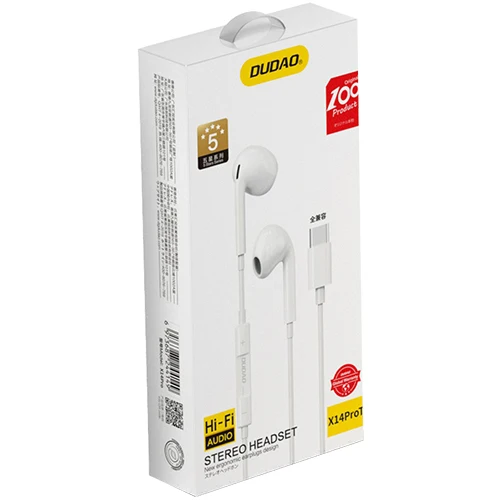 DUDAO IN-EAR HEADPHONES WITH USB TYPE-C CONNECTOR WHITE X14PROT