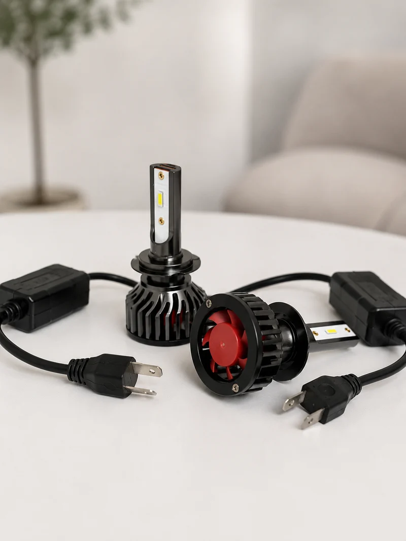 Kit de 2 Ampoules Phares LED Auto H7 / H4 - Système d'Éclairage LED avec Ventilateur de Refroidissement