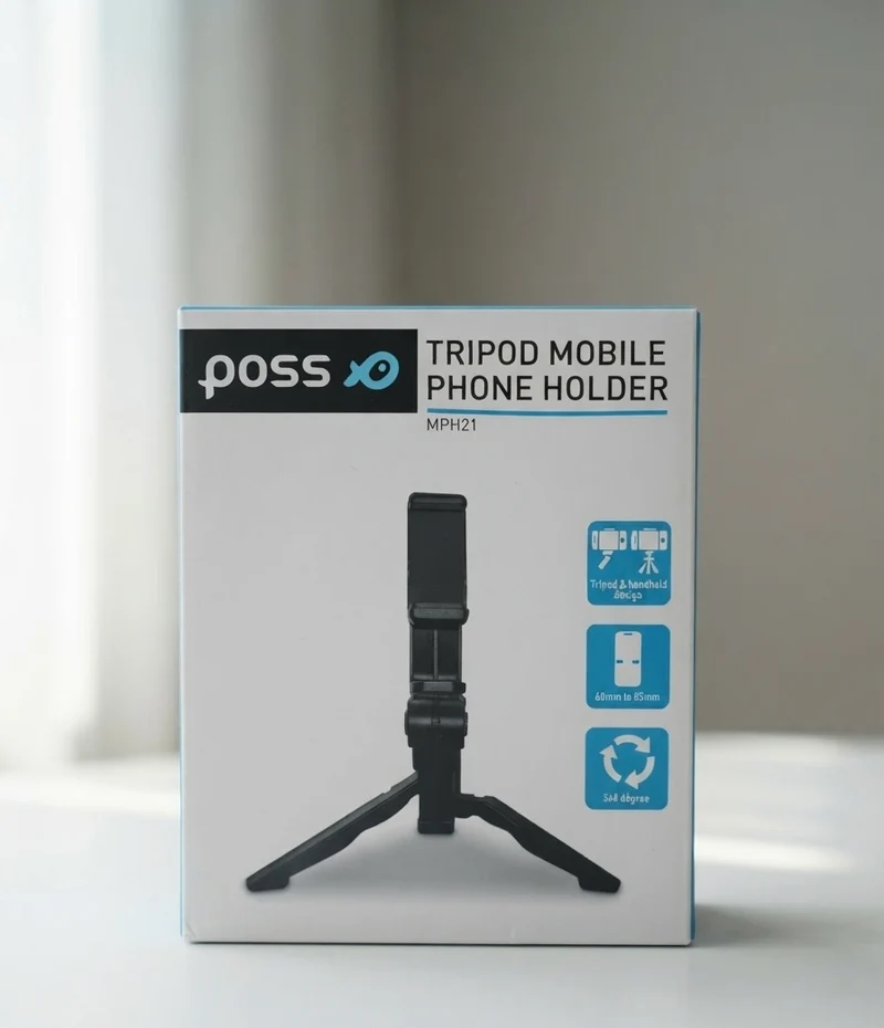 Mini Trépied & Support Téléphone Portable POSS MPH21 - Poignée Main & Rotation 360°