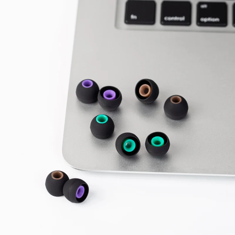【KBEAR New 08 Silicone Eartips】 – Deep Bass & Rich Midrange, Skin-Friendly Softness, High Conductivity Low Signal Loss, 3.16mm Shaft Diameter, S/M/L Sizes, Black Cyan/Brown/Purple