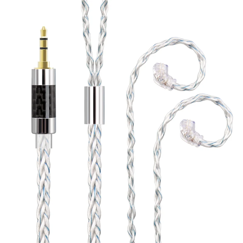 【KBEAR ST9——Clearance】8-Core 4N OFC Silver-Plated Upgraded IEM Cable – 20AWG, 784 Strands