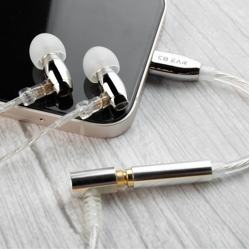 【KBEAR T1——Clearance】 Decoding Cable Electroplated high-gloss shell 4 cores of silver-plated OFC wire Thickened transparent PVC material 3.5MM headphone jack