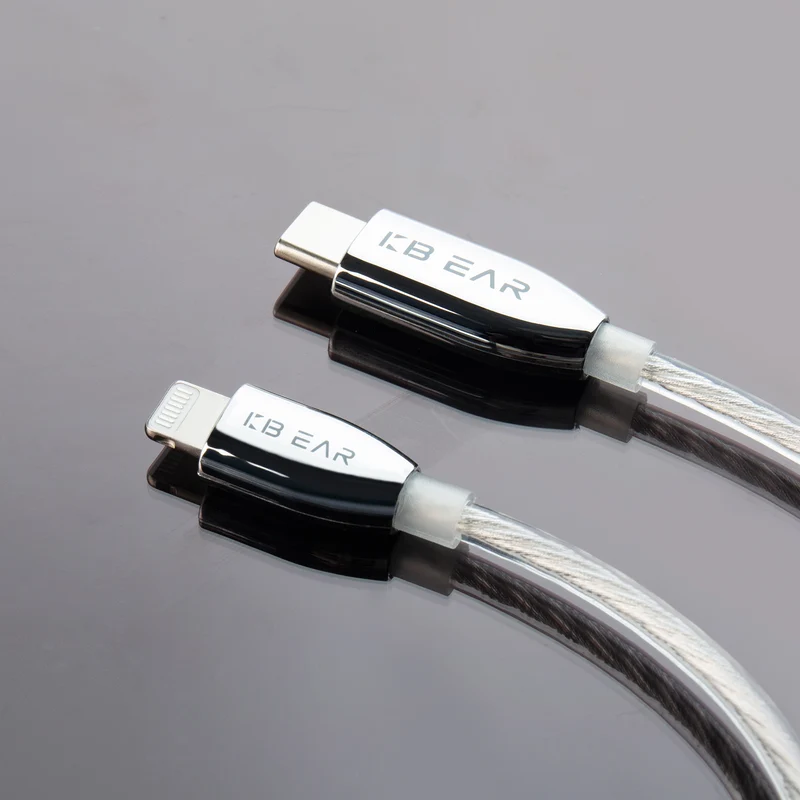 【KBEAR T1——Clearance】 Decoding Cable Electroplated high-gloss shell 4 cores of silver-plated OFC wire Thickened transparent PVC material 3.5MM headphone jack