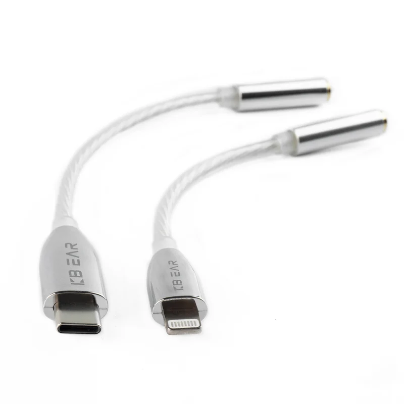 【KBEAR T1——Clearance】 Decoding Cable Electroplated high-gloss shell 4 cores of silver-plated OFC wire Thickened transparent PVC material 3.5MM headphone jack