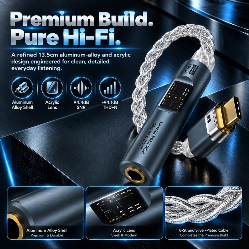 AUDIOCULAR Spark Type C to 4.4mm Balanced Portable Hi-Res DAC & Amp