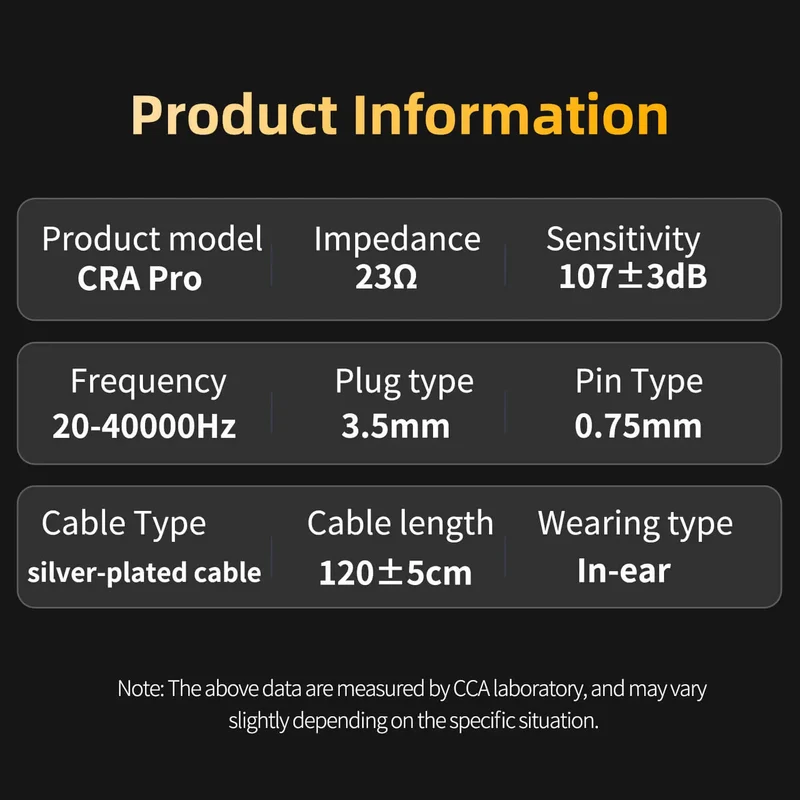 Open Box CCA CRA Pro IEM With Mic - Black