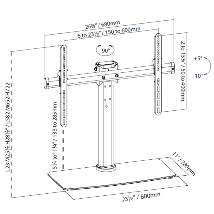 SONORA STS64 - Support sur pied pour téléviseurs de 32" et plus, 88lb max.