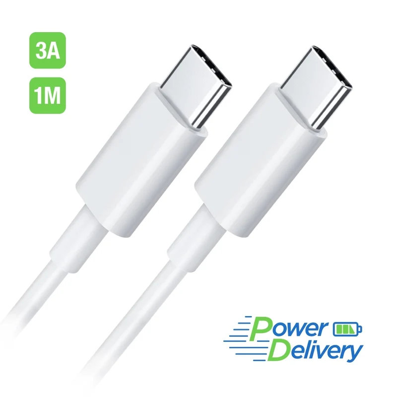20W USB-C PORT MAINS CHARGER PACK + WHITE USB-C TO USB-C CABLE