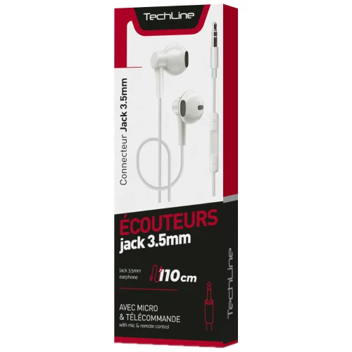 WIRED 3.5MM JACK EARPHONES TECH LINE WHITE