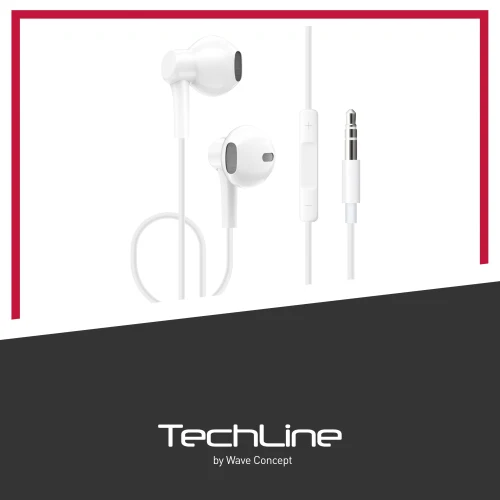 WIRED 3.5MM JACK EARPHONES TECH LINE WHITE