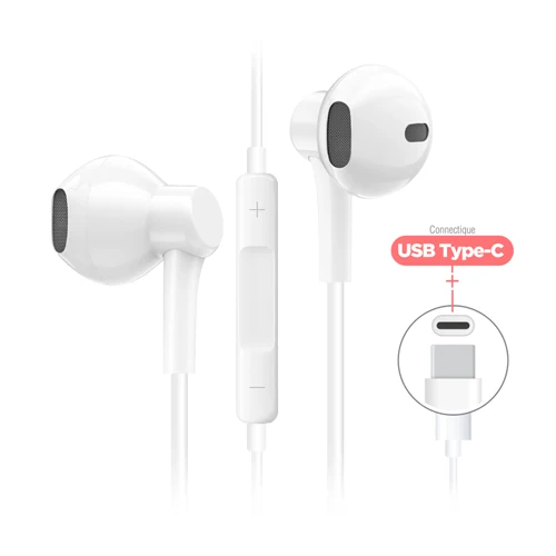 TECH LINE TYPE-C WIRED EARPHONES WITH BLUETOOTH MODE, WHITE-WAVE