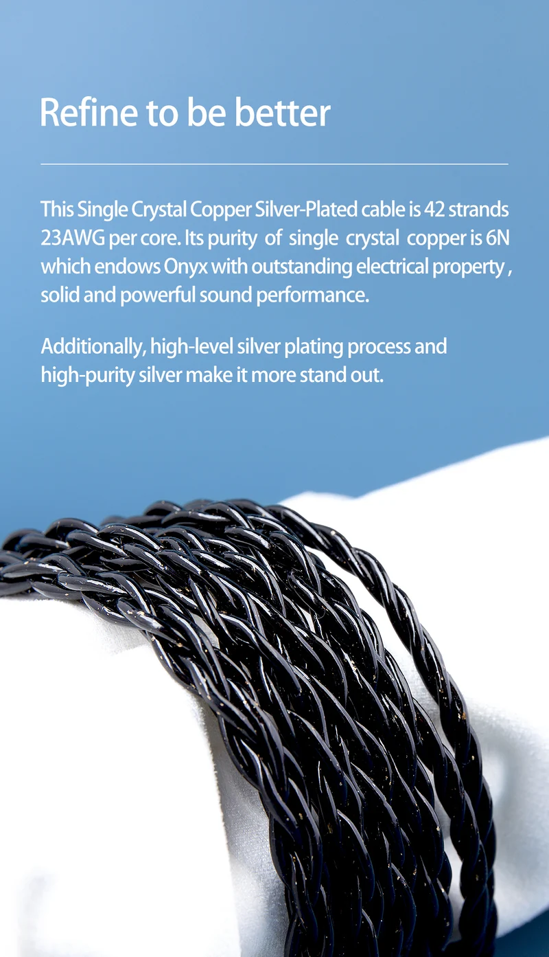 【TRI Onyx——Clearance】 6 Cores 6N Single Crystal Copper Silver-Plated Cable