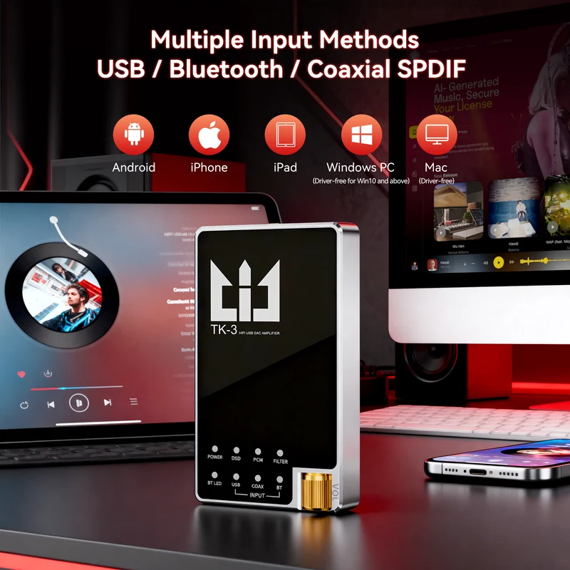 【TRI TK3】DAC/AMP Multi-functional Portable Audio DAC & Headphone Amplifier with USB/Bluetooth/Coaxial SPDIF Inputs