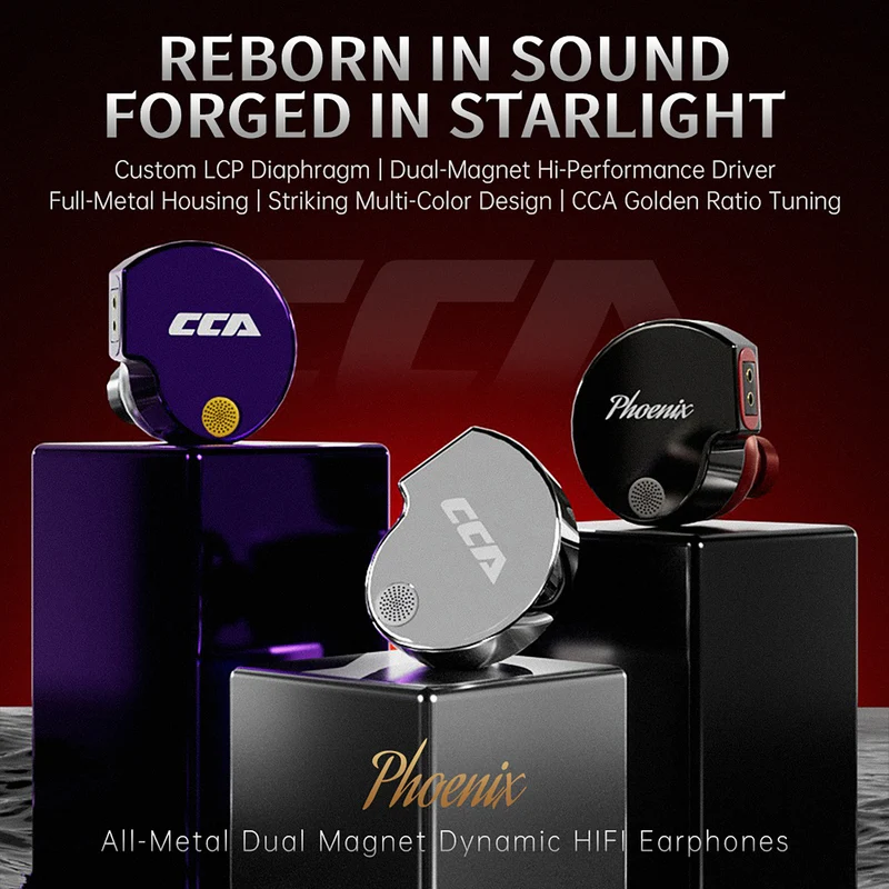 【CCA Phoenix】All-metal Dual Magnet Dynamic HiFi in Ear Monitors IEM Earphones