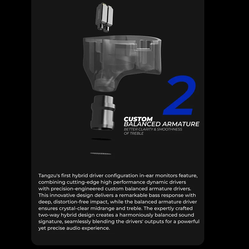 【Tangzu Xuanwu Gate】1DD+4BA+2EST In-ear Monitors HIFI Hybrid Driver Headphones