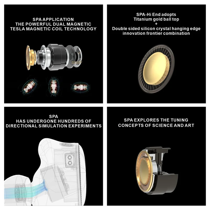 【EarAcoustic Audio SPA-Hi End MAX】11.4mm Titanium Gold Ball Top+Silicon Crystal Edge Composite Diaphragm DD IEM Headphones