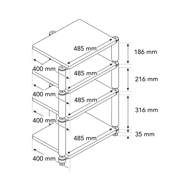 NORSTONE COPENHAGEN III | Module trois pour meuble audio haute-fidélité (Noir/Chêne)