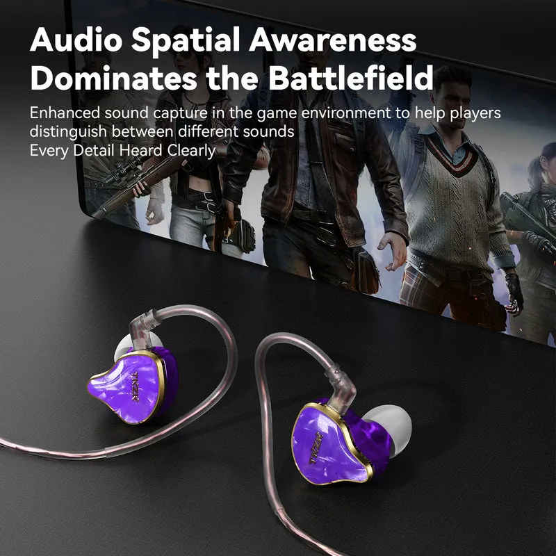 【TKZK TK02】Dual Magnetic Circuit DD In-ear Monitors IEM Headphones Wired Gaming Earbuds