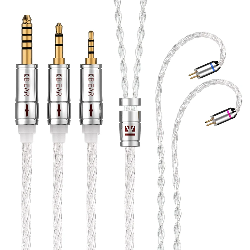 【KBEAR Limpid Pro——Clearance】 8 Core Pure Silver Cable for In Ear Monitor Earphone, 1.2M long