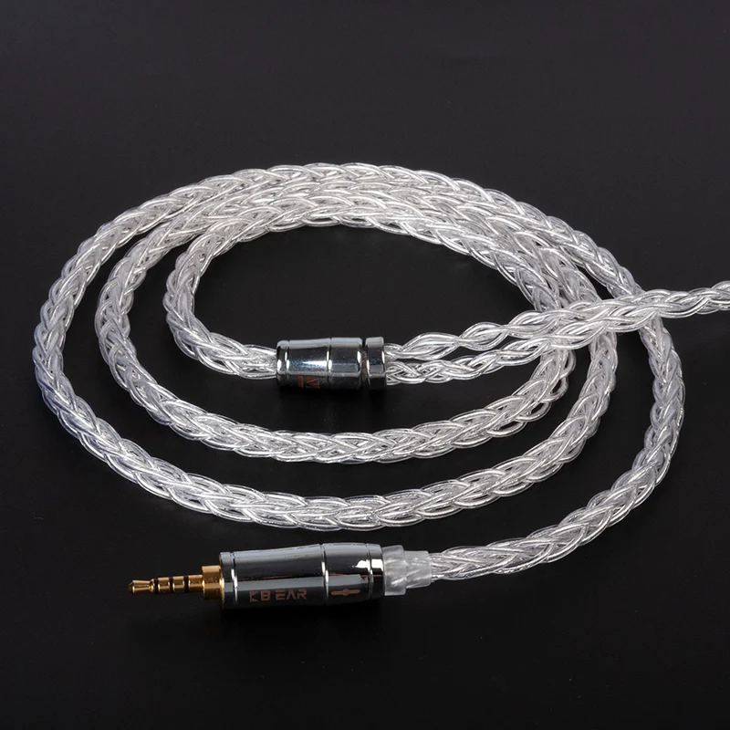 【KBEAR Limpid Pro——Clearance】 8 Core Pure Silver Cable for In Ear Monitor Earphone, 1.2M long