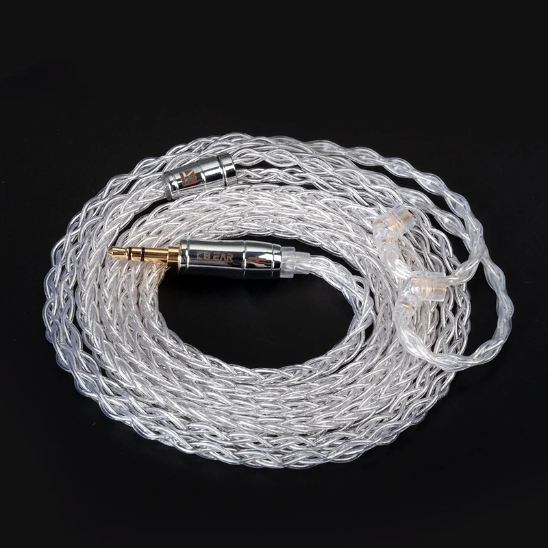 【KBEAR Limpid Pro——Clearance】 8 Core Pure Silver Cable for In Ear Monitor Earphone, 1.2M long