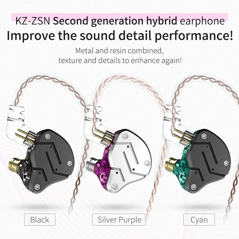 【KZ ZSN-Clearance】1BA 1DD Stereo High Fidelity in Ear Monitor Headphone for Audiophiles/Gamers/Musician