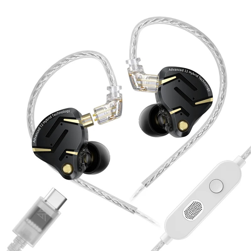 【KZ ZS12 PRO 2】Flagship-grade Super-Linear 1DD+5BA Hybrid IEM, 3.5mm, Type C Sound Card Version for Gamers