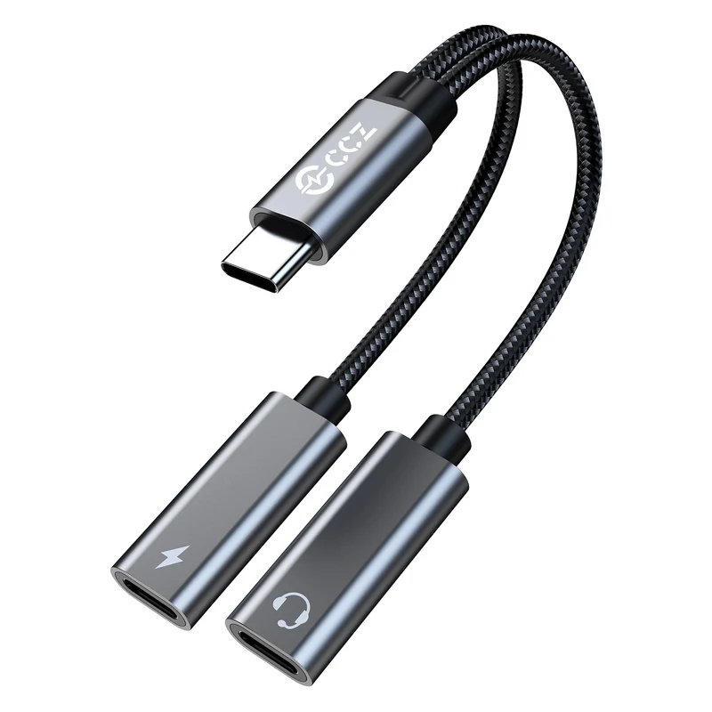 【CCZ CA01——Clearance】2 in 1 Decoding Adapter Type C to Type C, 3.5mm to Type C Headphone and Charding Adapter