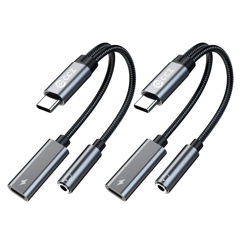 【CCZ CA01——Clearance】2 in 1 Decoding Adapter Type C to Type C, 3.5mm to Type C Headphone and Charding Adapter