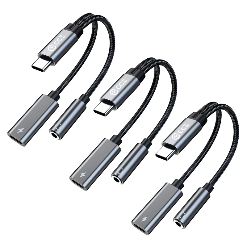 【CCZ CA01——Clearance】2 in 1 Decoding Adapter Type C to Type C, 3.5mm to Type C Headphone and Charding Adapter
