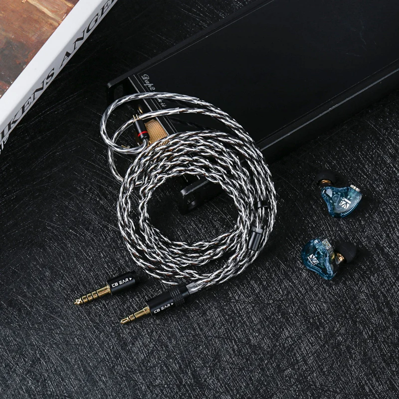 【KBEAR P34】5N 2-Strands 98-Core OFC Silver-Plated HiFi Earphone Upgrade Cable Interchangeable Plug Design