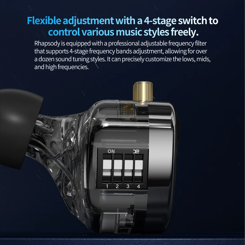 【CCA Rhapsody】2DD+4BA Hybrid Driver HiFi IEMs Earphones with 4 Tuning Switches