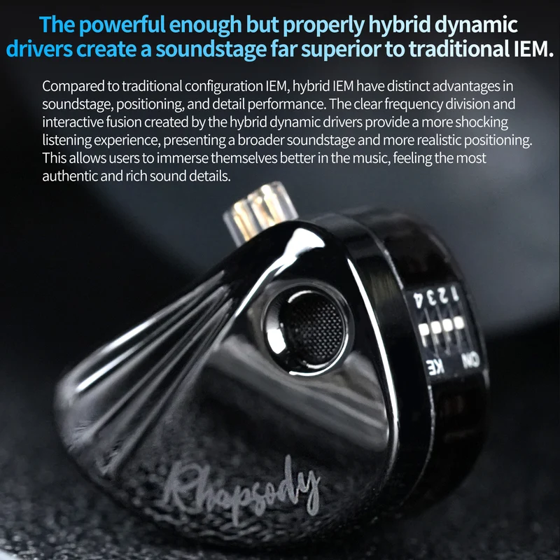 【CCA Rhapsody】2DD+4BA Hybrid Driver HiFi IEMs Earphones with 4 Tuning Switches