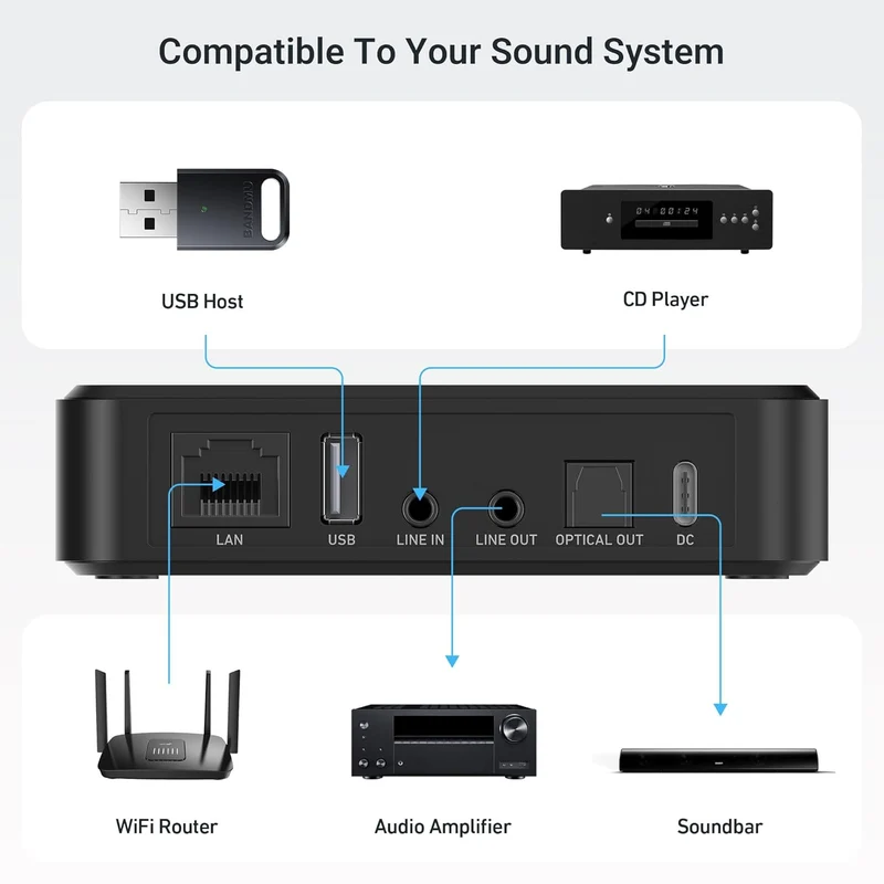 Arylic LP10 WiFi Music Streamer with AirPlay 2, Multiroom Stereo